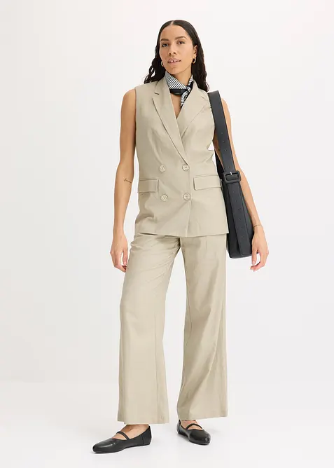 Blazer sans manches en lin m&eacute;lang&eacute;, bonprix