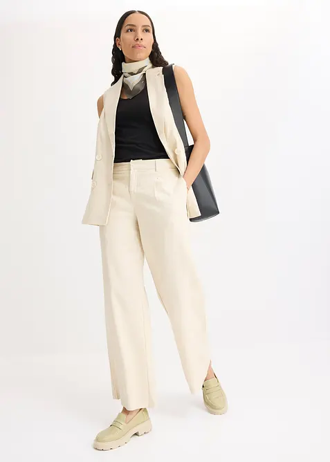 Pantalon palazzo en lin mélangé, bonprix