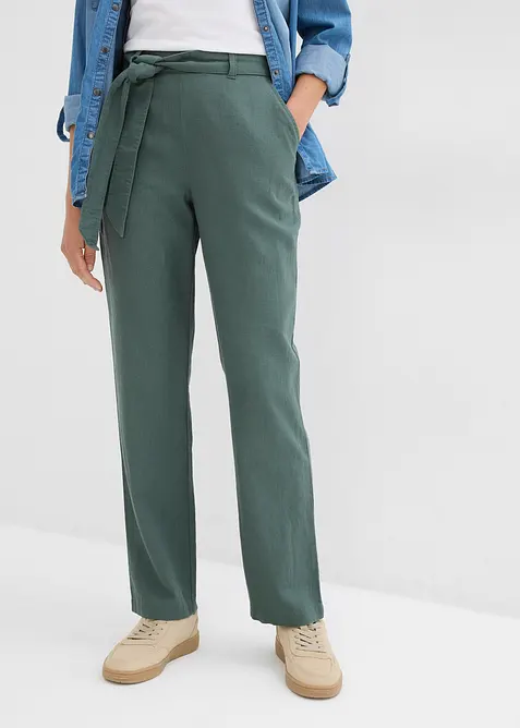 Pantalon taille élastiquée dans un léger mélange lin-viscose, bonprix