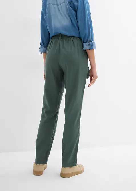 Pantalon taille élastiquée dans un léger mélange lin-viscose, bonprix
