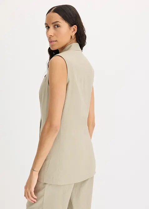 Blazer sans manches en lin m&eacute;lang&eacute;, bonprix