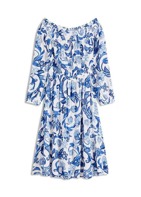 Robe à col Bardot en viscose texturée, bonprix