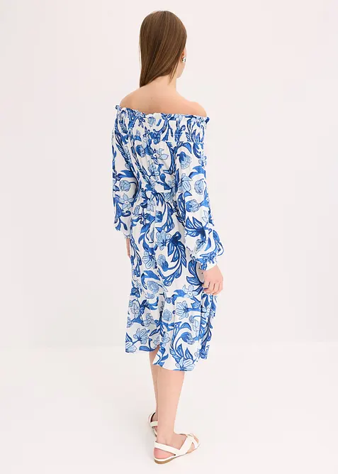 Robe à col Bardot en viscose texturée, bonprix