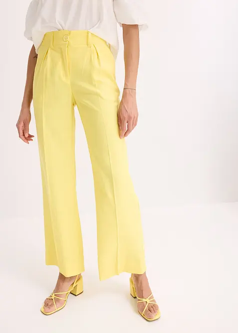 Pantalon palazzo en lin m&eacute;lang&eacute; a&eacute;rien, bonprix