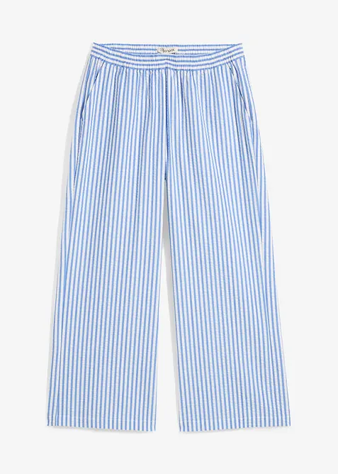 Pantalon palazzo en seersucker, longueur 7/8, bonprix