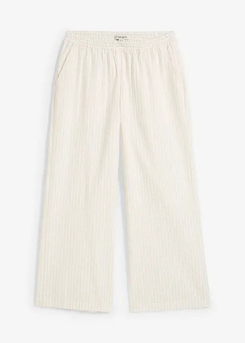 Pantalon palazzo en seersucker, longueur 7/8, bonprix