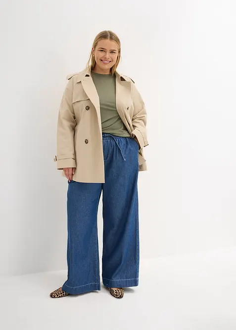 Jean Wide Leg, taille normale et &eacute;lastiqu&eacute;e, bonprix