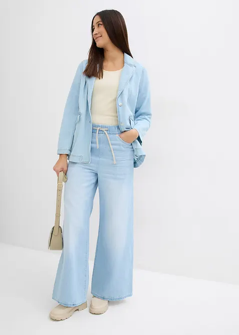 Jean large, taille mi-haute et &eacute;lastiqu&eacute;e, bonprix