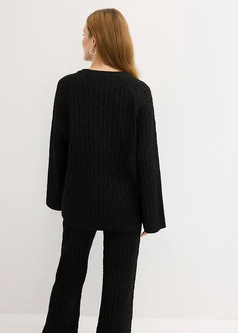 Pull oversize en maille torsadée, bonprix