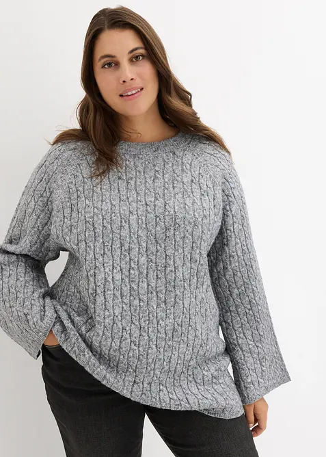 Pull oversize en maille torsadée, bonprix