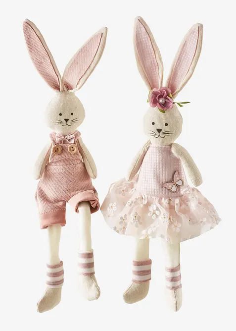 Lot de 2 figurines d&eacute;co lapins, bonprix