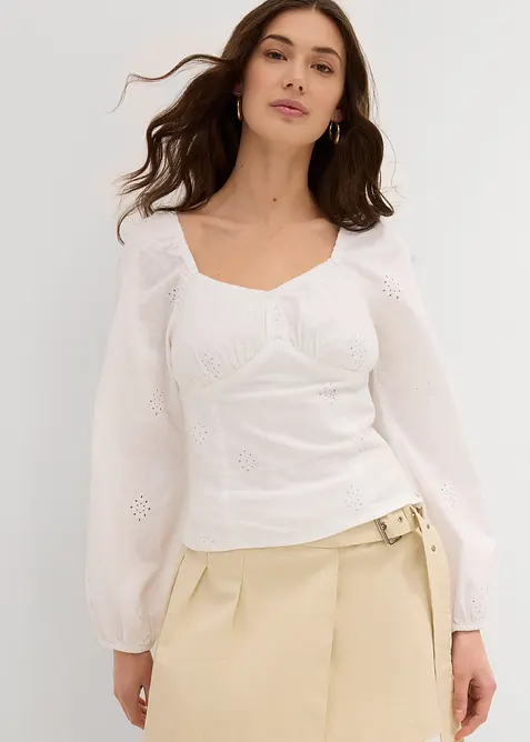 Blouse à broderie anglaise, 100% coton, bonprix