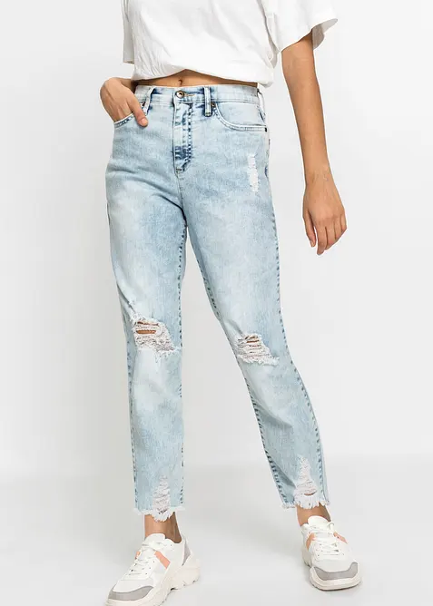 Jean Mom taille haute avec effets destroy, bonprix