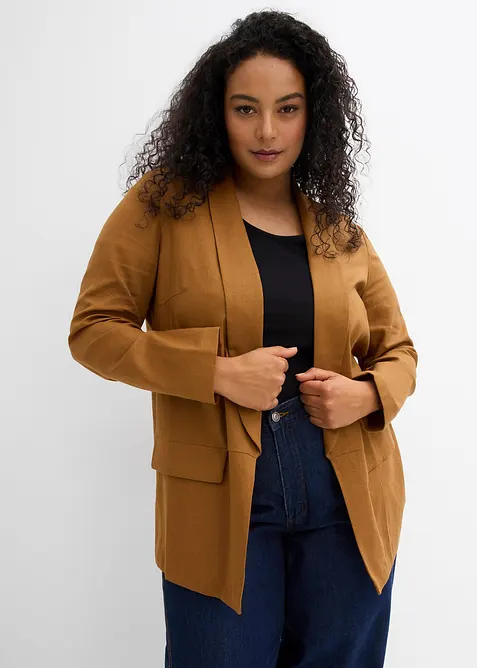 Blazer ample en m&eacute;lange lin-viscose, bonprix