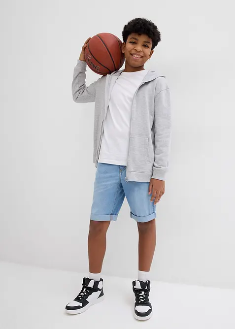 Bermuda en jean extensible à taille réglable, slim, bonprix