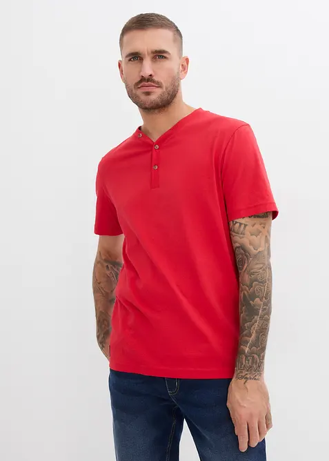 Lot de 2 T-shirts col tunisien 100 % coton, bonprix