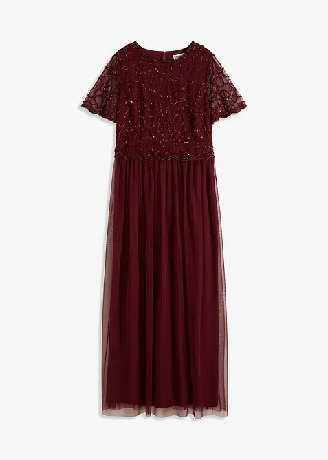 Robe longue en tulle fin avec sequins brodés, bonprix