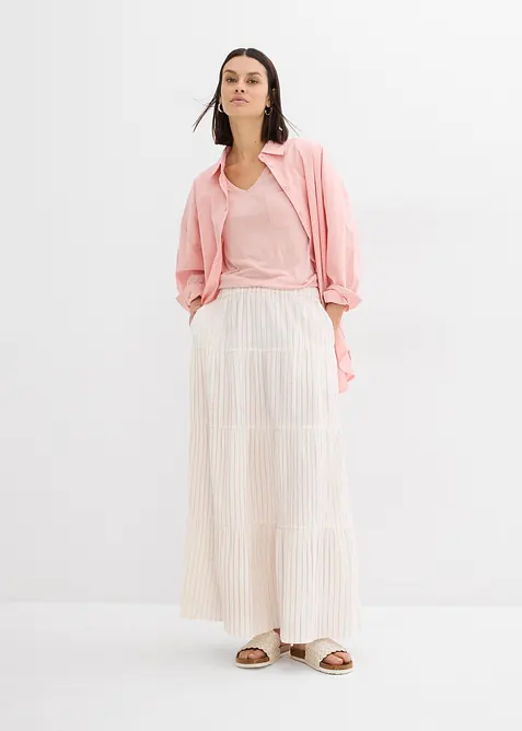 Jupe longue rayée, 100% coton, bonprix