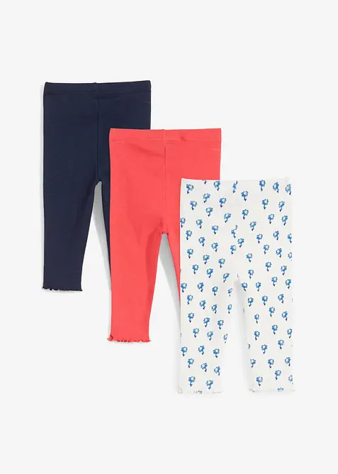 Lot de 3 leggings côtelés avec coton, bonprix