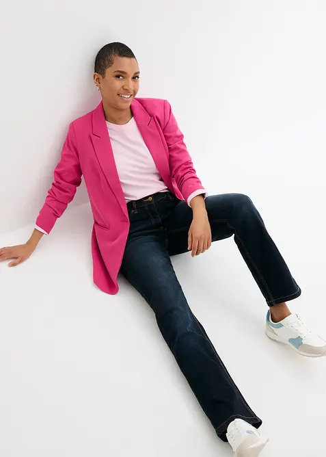 Jean droit taille mi-haute et élastiquée, bonprix