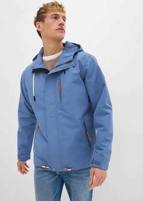 Veste imperm&eacute;able &agrave; capuche et d&eacute;tails enduits, bonprix