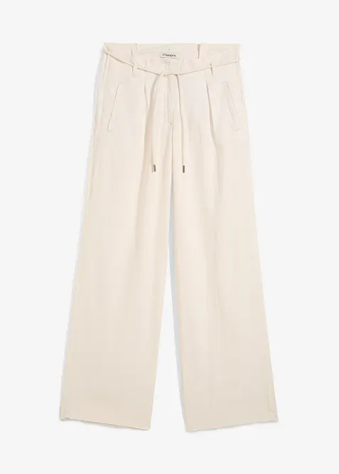 Pantalon paper bag en lin mélangé léger, bonprix