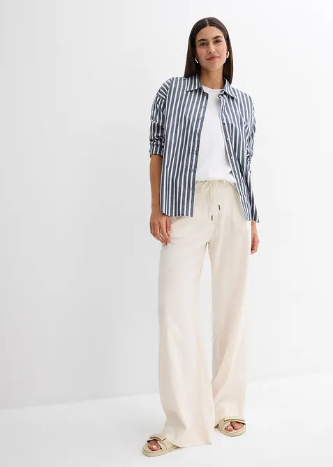 Pantalon paper bag en lin mélangé léger, bonprix