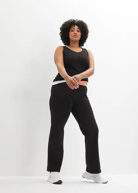 Pantalon de sport en coton, jambes évasées, bonprix