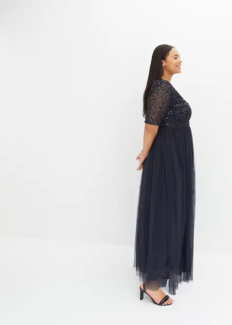 Robe de soirée en tulle avec haut brodé de sequins, bonprix