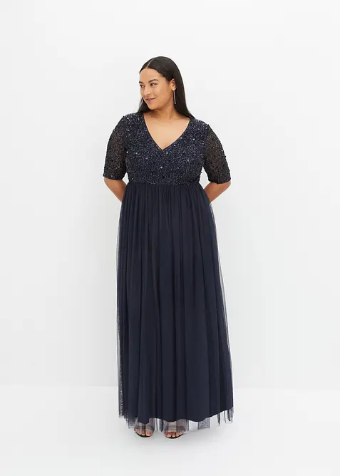 Robe de soirée en tulle avec haut brodé de sequins, bonprix