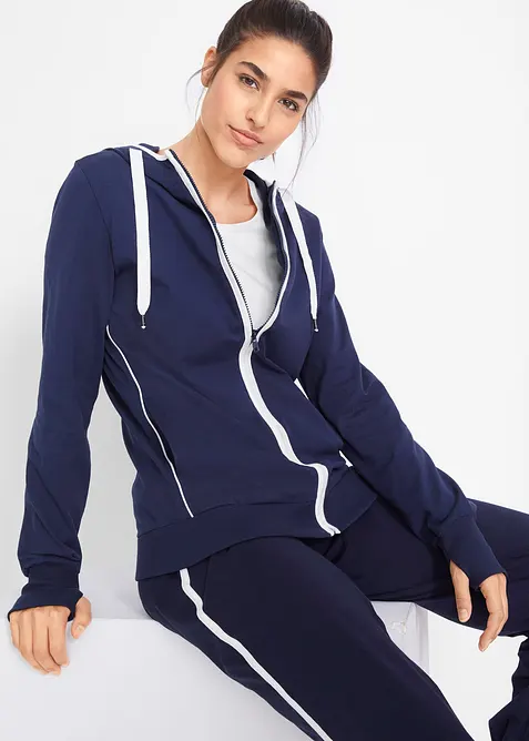 Sweat zippé en coton extensible, bonprix