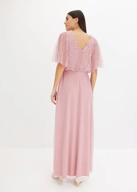 Robe longue en tulle fin avec sequins brod&eacute;s, bonprix
