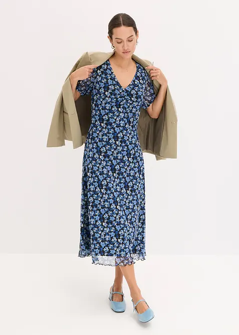 Robe midi en mesh imprimé, bonprix