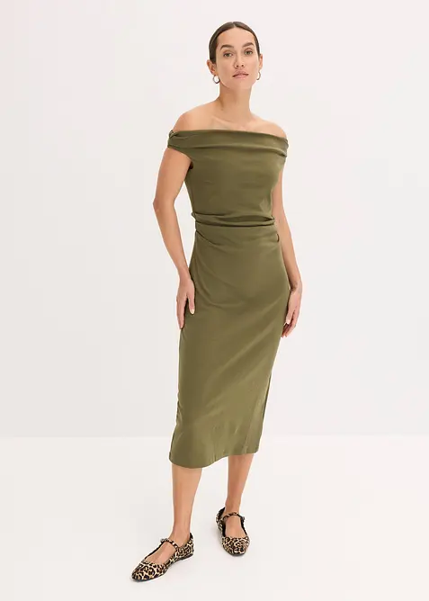 Robe midi à encolure Bardot, bonprix