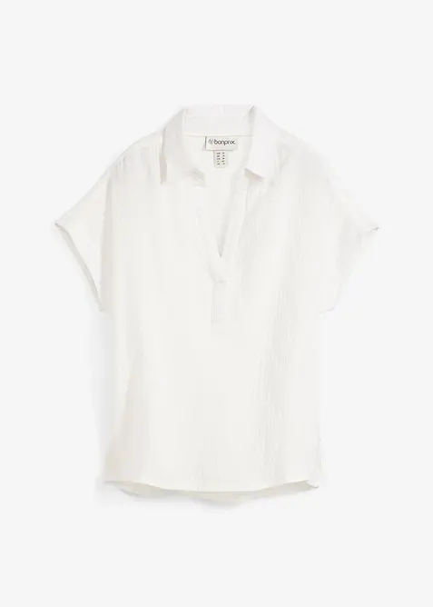 Blouse manches courtes en gaze de coton aérien, bonprix