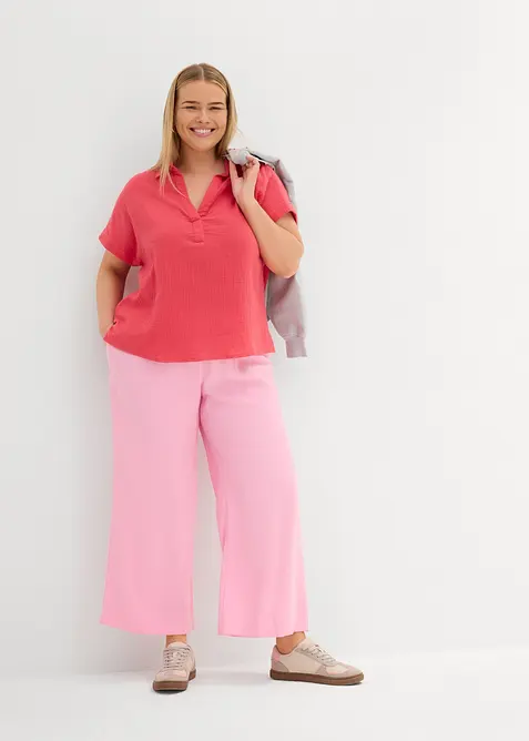 Blouse manches courtes en gaze de coton aérien, bonprix