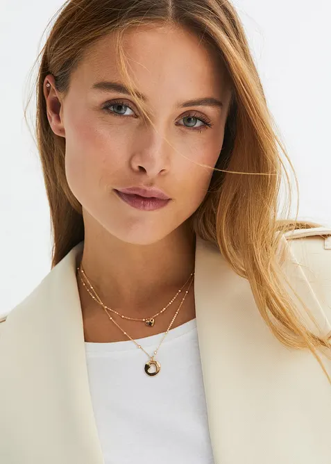 Colliers (ens. 2 pces) avec pendentifs cœurs, bonprix