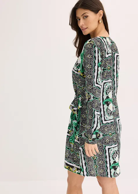 Robe portefeuille en satin imprim&eacute;, bonprix