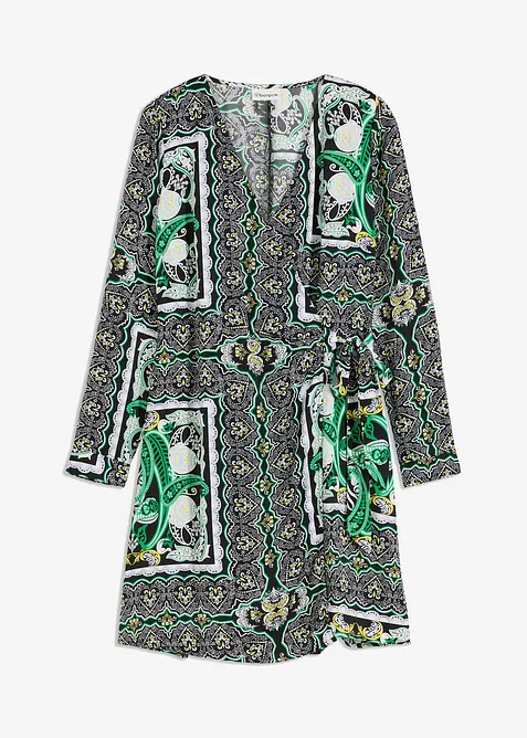 Robe portefeuille en satin imprim&eacute;, bonprix