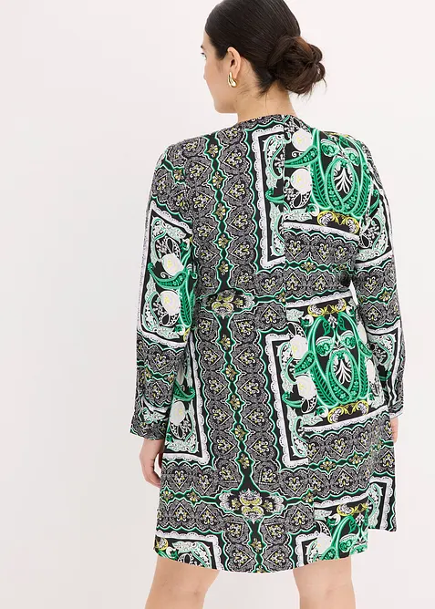 Robe portefeuille en satin imprim&eacute;, bonprix