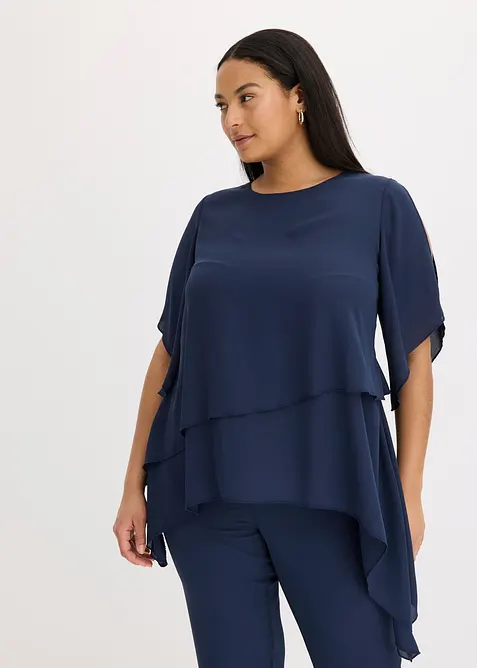 Blouse &agrave; pans, look superpos&eacute;, bonprix