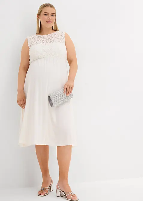 Robe de grossesse en jersey avec empiècement dentelle, bonprix