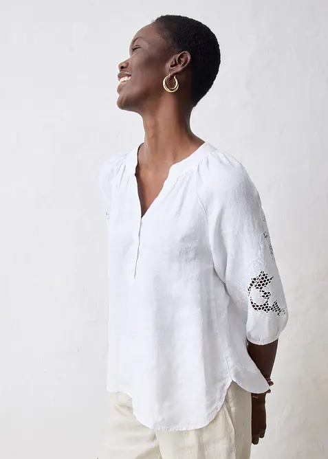 Tunique 100% lin avec broderie anglaise, bonprix