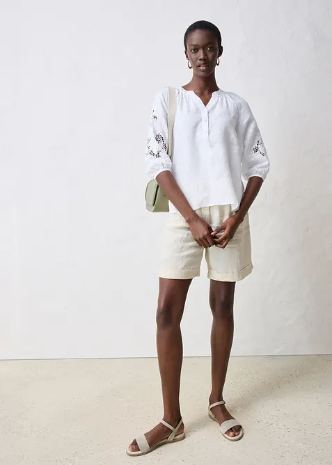 Tunique 100% lin avec broderie anglaise, bonprix