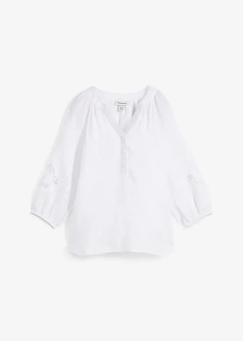 Tunique 100% lin avec broderie anglaise, bonprix