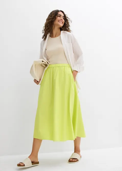 Jupe midi en lin majoritaire, bonprix