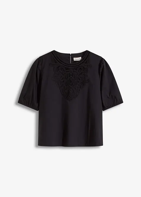 Blouse manches courtes à dentelle, bonprix
