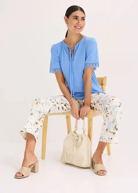 T-shirt tunique avec dentelle, bonprix