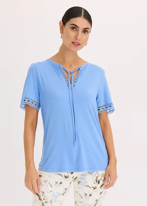 T-shirt tunique avec dentelle, bonprix