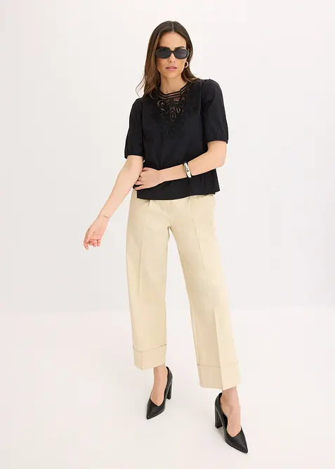 Blouse manches courtes à dentelle, bonprix